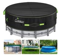 UIRWAY 366 cm Couverture de Piscine Ronde avec Bandes réfléchissantes, Couverture de Piscine pour piscines Hors Sol, Couverture Solaire incluant Une Corde d'attache et des Clous Lumineux au Sol