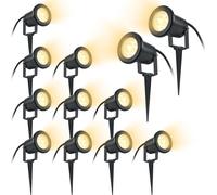 UISEBRT 12 pièces 4W Lampe de jardin Projecteur de jardin LED avec piquet de terre GU10 Blanc chaud IP65 Lampe de jardin Projecteur sans fiche