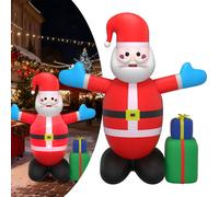 UISEBRT 150cm Père Noël gonflable avec éclairage LED, cadeau & magie de Noël - Figure de décoration lumineuse intérieur & extérieur