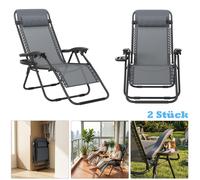 UISEBRT 2 pièces Chaise longue pliante gris clair, chaise de plage, chaise longue pour le camping et le jardin, max. 120 kg, avec coussin, chaise pliante pour le soleil et la détente, idéale pour la t