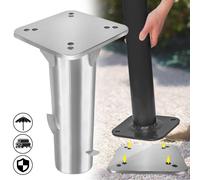 UISEBRT 2XUniversal Plaque de sol Pied de parasol Métal Douille de sol Ancre de sol Pour parasol Porte-parapluie Argent