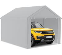 UISEBRT 3x4m Grand garage en toile Toit de garage - Abri résistant aux UV Carport Tente de garage & Tente de stockage avec toit en PE pour voiture, SUV, camion, bateau - Gris