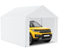 UISEBRT 3x4m Grand garage en toile Toit de garage - Abri résistant aux UV Carport Tente de garage & Tente de stockage avec toit en PE pour voiture, SUV, camion, bateau - Blanc