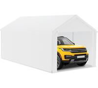 UISEBRT 3x6m Grand garage en toile Toit de garage - Abri résistant aux UV Carport Tente de garage & Tente de stockage avec toit en PE pour voiture, SUV, camion, bateau - Blanc