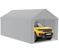 UISEBRT 3x6m Grand garage en toile Toit de garage - Abri résistant aux UV Carport Tente de garage & Tente de stockage avec toit en PE pour voiture, SUV, camion, bateau - Gris