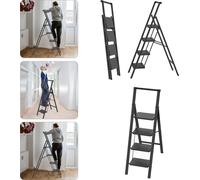 UISEBRT 4 marches avec main courante Alu Escabeau escabeau pliant Tabouret antidérapant Escabeau à marches polyvalent Escabeau pliant Escabeau double jusqu'à 250 kg