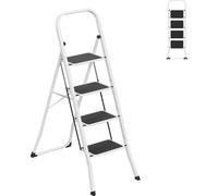 UISEBRT 4 marchesEchelle pliante en métal Tabouret antidérapant Escabeau multi-usages Escabeau pliant Escabeau double jusqu'à 150 kg, Noir-Blanc脽