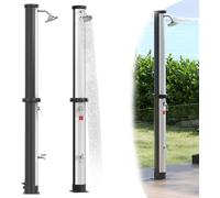UISEBRT 40L Douche solaire, Température maximale de l'eau 60°C, Pommeau de douche à pluie avec rotule, Température de l'eau réglable, pour le jardin et le camping - Argent + Noir