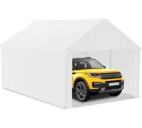 UISEBRT 4x6m Grand garage en toile Toit de garage - Abri résistant aux UV Carport Tente de garage & Tente de stockage avec toit en PE pour voiture, SUV, camion, bateau - Blanc