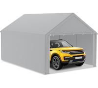 UISEBRT 4x6m Grand garage en toile Toit de garage - Abri résistant aux UV Carport Tente de garage & Tente de stockage avec toit en PE pour voiture, SUV, camion, bateau - Gris
