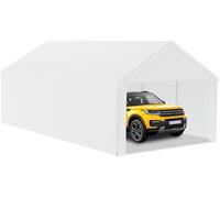 UISEBRT 4x8m Grand garage en toile Toit de garage - Abri résistant aux UV Carport Tente de garage & Tente de stockage avec toit en PE pour voiture, SUV, camion, bateau - Blanc