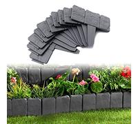 UISEBRT 60 Pcs Bordure de Jardin 15 m Bordure de Pelouse en Plastique Effet Pierre Flexible Bordure de Gazon pour Jardin, 25 x 23 cm, Anthracite