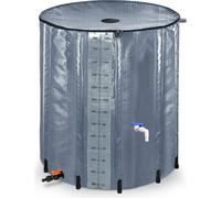 UISEBRT 750 litres Tonneau de pluie pliable Réservoir d'eau de pluie avec vanne de vidange et échelle supplémentaire pour un niveau d'eau précis, anthracite