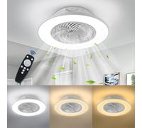 UISEBRT 90W Ventilateur de plafond à LED avec éclairage et télécommande Lumière du ventilateur Plafonnier à intensité variable Moderne Ventilateur Lampe de plafond 8100LM