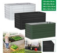 UISEBRT Bac à plantes surélevé en métal 300x120x58cm - 2160L Bac à plantes en acier galvanisé, bac de jardin rectangulaire pour légumes, herbes aromatiques, fleurs, fruits en vert