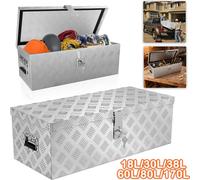 UISEBRT Boîte à outils en aluminium argenté 18 L, coffre de transport verrouillable, résistant aux chocs et étanche, avec poignées de sécurité, 2 clés incluses, 51,5 × 15,5 × 21,5 cm
