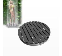 UISEBRT Douche de jardin en WPC et aluminium - Douche au sol mobile Douche solaire Douche de camping - Hauteur de jet jusqu'à 4m réglable - pour piscine Jardin Terrasse (Rond - Anthracite)