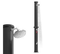 UISEBRT Douche solaire de jardin 40 l, 216 cm de haut, pommeau de douche à effet pluie pivotant, max. 60 °C, douche extérieure avec robinet et kit de raccordement pour piscine, jardin et camping (noir
