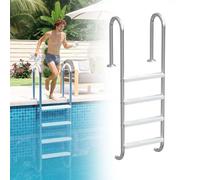 UISEBRT Échelle de piscine en acier inoxydable 304 | Échelle de piscine à 4 marches | 157 x 54 x 26,5 cm - Argent | Échelle de piscine avec protection antidérapante | Échelle d'accès pour piscine et