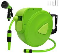 UISEBRT Enrouleur de tuyau d'eau Enrouleur automatique de tuyau d'arrosage Tuyau d'eau 30m 3/4" raccord Douchette 180° Vert