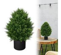 UISEBRT Lot de 2 arbres artificiels en pot - 60 cm - Protection UV - Plante décorative avec aspect naturel pour maison, balcon, terrasse, intérieur et extérieur - Petit cyprès
