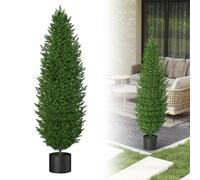 UISEBRT Lot de 2 plantes artificielles en pot - 150 cm - Protection UV - Aspect naturel - Pour maison, balcon, terrasse, intérieur et extérieur - Cyprès