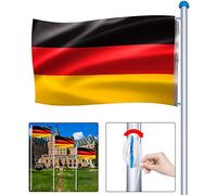 UISEBRT Mât de drapeau en aluminium solide de 6,5 m avec manchon de sol de 50 cm et drapeau de l'Allemagne