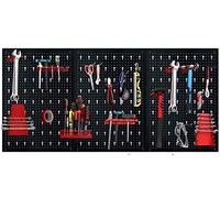 UISEBRT Mur à outils mural perforé en métal 3 pièces avec 17 crochets, peut être utilisé dans un atelier, étagère murale, établi