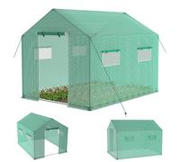 UISEBRT Serre en film plastique résistante à l'hiver avec fondation en acier - Fenêtre - Ancrage au sol - Maison à tomates - Tunnel en film pour jardin - Vert - 3 x 2 x 2 m