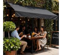 UISEBRT Store Banne Manuel, Store Balcon avec Manivelle Hauteur Réglable sans Perçage Protection UV, Solaire, Résistant aux Intempéries pour Balcon, Terrasse, Jardin (250 x 120 cm, Gris Foncé)