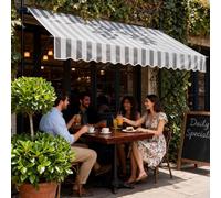 UISEBRT Store de balcon à serrage 250 cm de large - Store avec manivelle réglable en hauteur sans perçage pour balcon, protection UV, protection solaire, résistant aux intempéries (250 x 120 cm