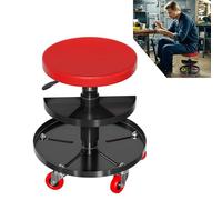 UISEBRT Tabouret d'atelier mobile avec étagère et roulettes - Charge maximale : 150 kg - Pour atelier, entretien du véhicule, entretien des machines et bricolage (rond)