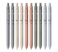UIXJODO Lot de 10 stylos japonais premium à encre gel noire, avec pointe fine et lisse de 0,5 mm, grip en silicone, clip en métal et bille rétractable, tons clairs (Morandi)