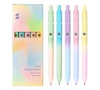 UIXJODO Lot de 5 stylos japonais premium à encre gel noire, avec pointe fine et lisse de 0,5 mm, grip en silicone, clip en métal et bille rétractable, tons pastels (Aurora)