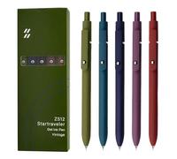 UIXJODO Lot de 5 stylos japonais premium à encre gel noire, avec pointe fine et lisse de 0,5 mm, grip en silicone, clip en métal et bille rétractable, tons foncés (Vintage)