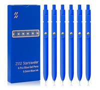 UIXJODO Lot de 6 stylos à encre bleue à pointe fine lisse - Stylos à encre gel colorée de 0,5 mm pour journal intime, prise de notes, fournitures scolaires, cadeaux pour femme (bleu doré, encre bleue)