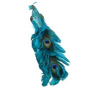 UIYIHIF Mousses à Plumes Artificielles Paons Ornement de Noël Oiseau Paon Bleu Sarcelle avec Queue de Plume Clip sur Ornement pour Décorations d'arbre de Noël et Décoration de Jardin(Bleu)