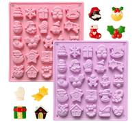 UJBVCX 2PCS Christmas Silicone Chocolate Mould, Moules à Chocolat en Silicones, Moule en Silicones, pour Chocolat, Bonbon, Gelée DIY Moisissure Decorations