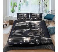 UJSDVNNJJ Scania Truck Parure de Lit Microfibre résistante 3 Pièces 3D Effet Douce Moderne Heavy Vehicle Ensemble De Literie avec Fermeture Éclair Confortable for Enfant Single（140x200cm）