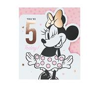 UK Greetings Carte d'anniversaire 5 ans Disney pour fille - Carte d'anniversaire Minnie Mouse pour fille - Carte de 5e anniversaire Minnie Mouse pour fille, multicolore (698257-0-1), 159 x 184 mm