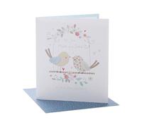 UK Greetings Carte d'anniversaire de mariage pour maman et papa | Happy Anniversary | Her/Lui | Motif oiseaux | Avec enveloppe | 165 x 190 mm