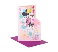 UK Greetings Carte d'anniversaire Disney 4 ans pour elle/fille | Cadeaux d'anniversaire | Pour elle, fille, femme | Motif floral Minnie Mouse | Avec enveloppe | 155 x 235 mm