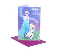 UK Greetings Carte d'anniversaire Disney La Reine des Neiges pour elle/fille | Cadeaux d'anniversaire | Elsa et Olaf | Avec enveloppe | 155 x 235 mm