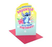 UK Greetings Carte d'anniversaire Disney Stitch pour fille | Cadeaux d'anniversaire | Pour elle, fille, femme | Stitch Daughter | Avec enveloppe | 14,9 x 22,9 cm