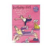 UK Greetings Carte d'anniversaire pour elle/amie Motif yoga Jaune 127 x 178 mm
