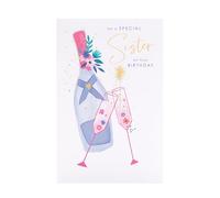 UK Greetings Carte d'anniversaire pour sœur - Motif champagne - Gamme Thinking of You