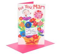 UK Greetings Carte de fête des mères pour maman | Carte pour maman, grand-mère, épouse | Pour elle, fille, femme | Motif bouquet de fleurs Wigwam Mam | Avec enveloppe | 16,5 x 25,4 cm