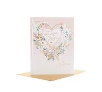 UK Greetings Carte de Noël pour femme Motif cœur feuillage rose