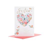 UK Greetings Carte de Noël pour sœur - Motif cœur festif
