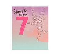 UK Greetings Disney Carte d'anniversaire 7 ans pour elle/fille/amie avec enveloppe - Motif feuille d'argent - Fée Clochette
